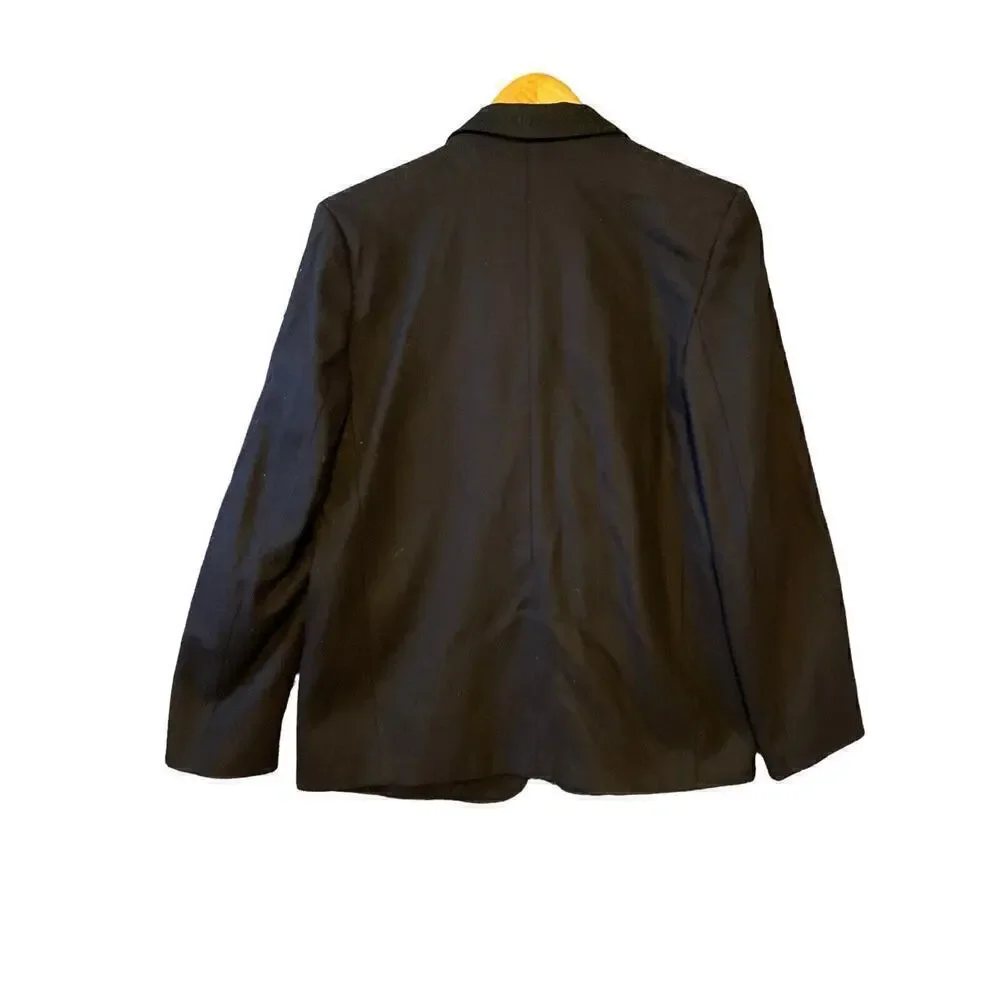 Alfred Dunner 100% Wool Black 1-Button Blazer Style Pea Coat Women's